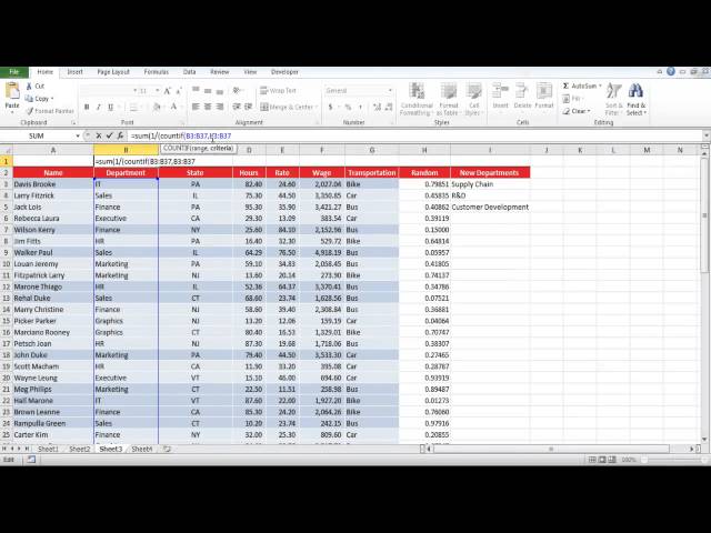 How to Count unique entries in Excel