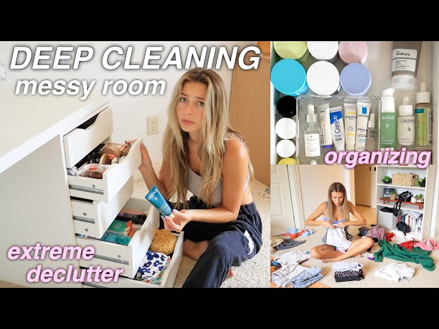 DEEP CLEANING MY MESSY ROOM *extreme organization*