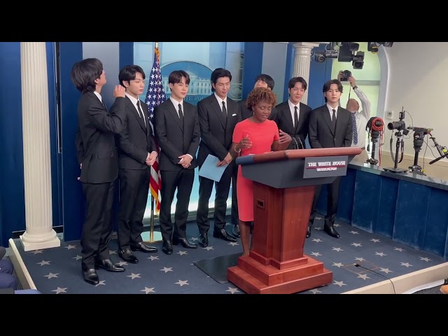 BTS joins Karine Jean-Pierre at the White House press briefing on May 31, 2022.