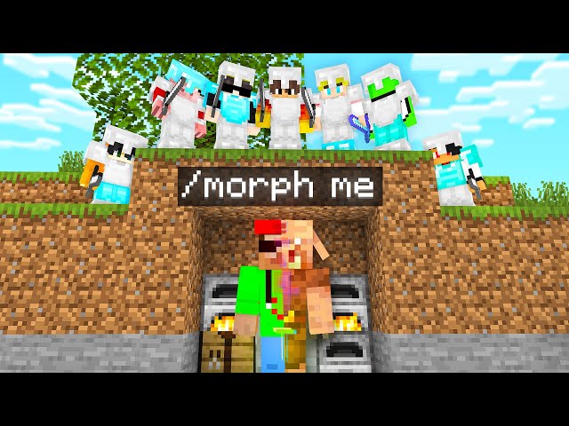 Minecraft Manhunt (1v3) But I Secretly Used MORPH MOD...