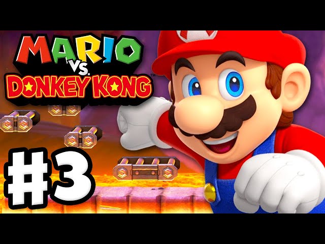 Mario vs. Donkey Kong - Gameplay Walkthrough Part 3 - World 3 Fire Mountain