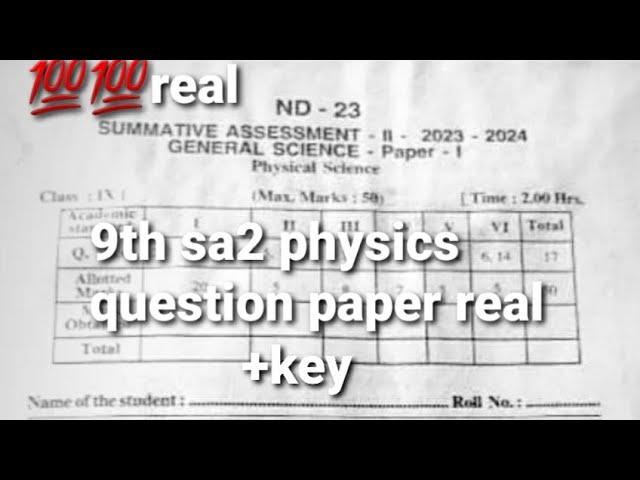 AP 9th class PHYSICS SA2 question paper 2024 leaked real🤩🤩💯👆|| WITH KEY||