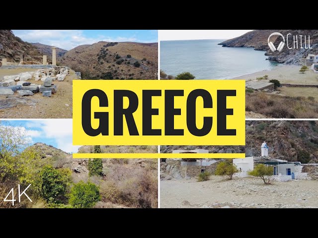 Temple of Athena, Island of Kia, Greece 🇬🇷 scenic island virtual 4K walk | Chill music channel
