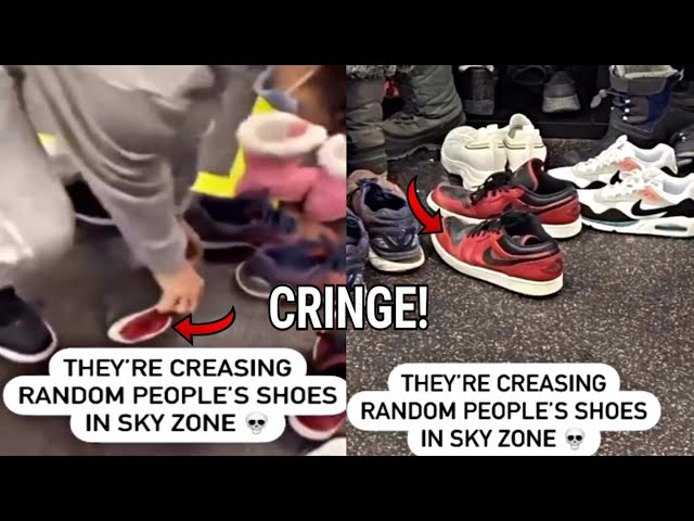 Cringe Kid Creasing Shoes At Sky Zone 😳 (Reaction)