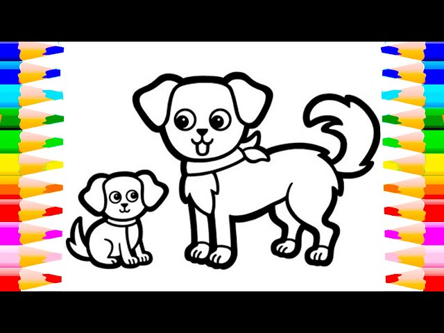 Mom Dog with Puppy Painting & Coloring for Kids and Toddlers