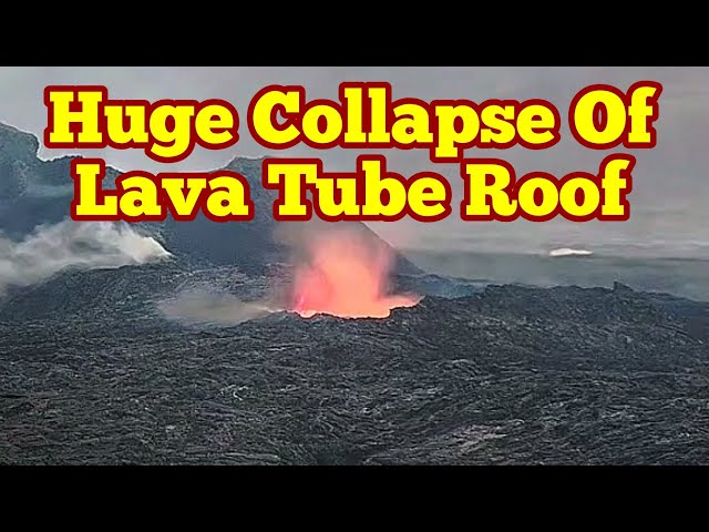 Huge Collapse Of Lava Tube, Emptied Lava Lake Is Crumbling, Iceland KayOne Volcano Eruption