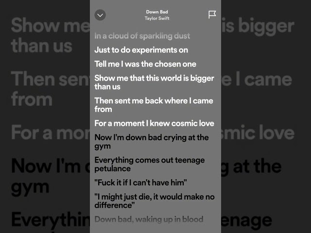 Taylor Swift - Down Bad (Lyrics) #lyrics #viral #music #taylorswift #spotify #youtubeshorts #downbad