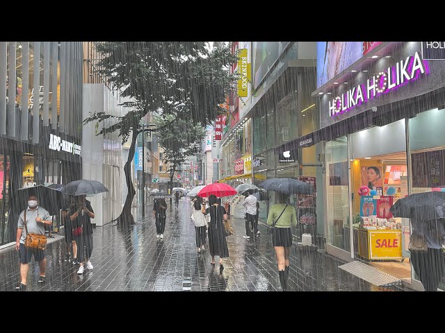 4K KOREA | Rainy Seoul Walking | Strong Heavy Rain in Myeongdong | Jul.2022