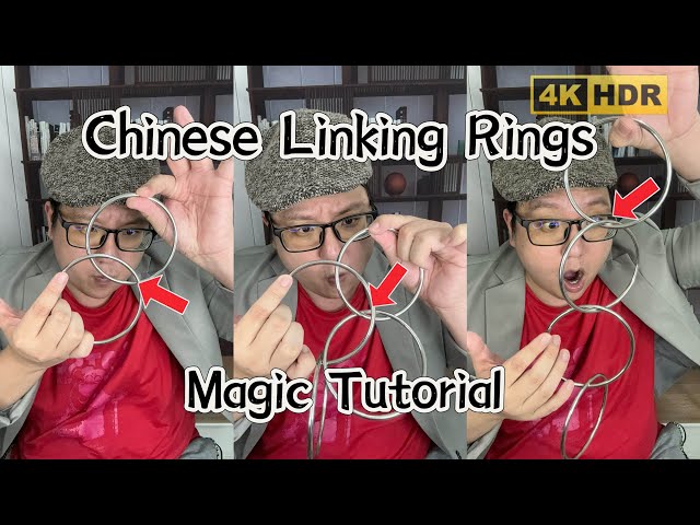 😱😱Chinese Linking Rings Close Up Magic Tutorial !! ( 4K HDR ) #magictutorials #magic #ringmagic