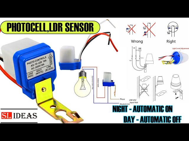Easy Install Automatic light sensor switch | Photocell | LDR Sensor for Lighting | Wiring and Setup.