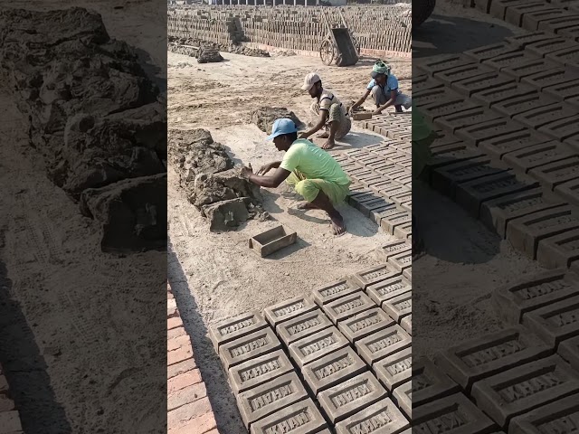 Village men making clay brick manually. #shorts