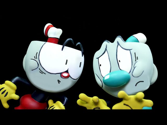 The Cuphead Show No Fighting Meme with Real Sculpture