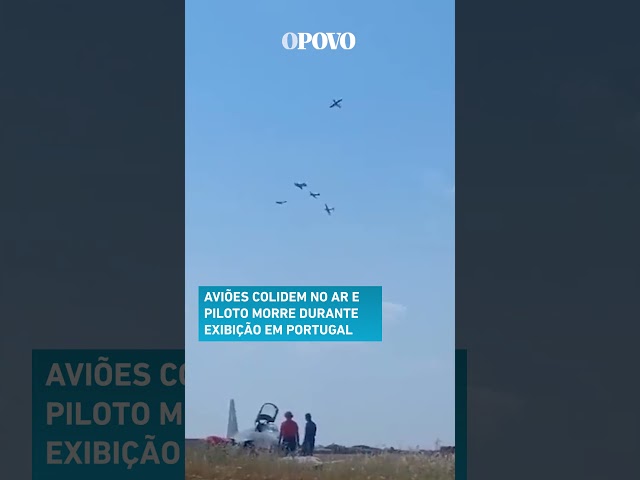 Aviões colidem no ar e piloto morre durante exibição em Portugal #shorts