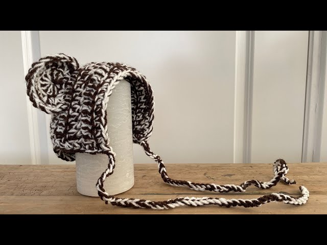 Crochet baby bonnet with ears 👶🏼 black vs white