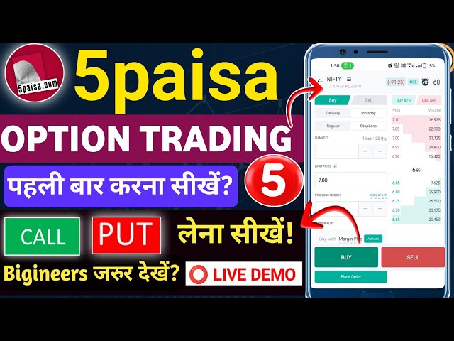 5Paisa app में पहली बार Option Trading करना सीखें | Call & PUT लेना सीखें | 5paisa option trading