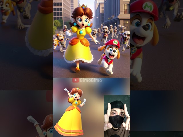 Mario Team and Paw Patrol are being chased by zombies #mario #mariobros #supermario
