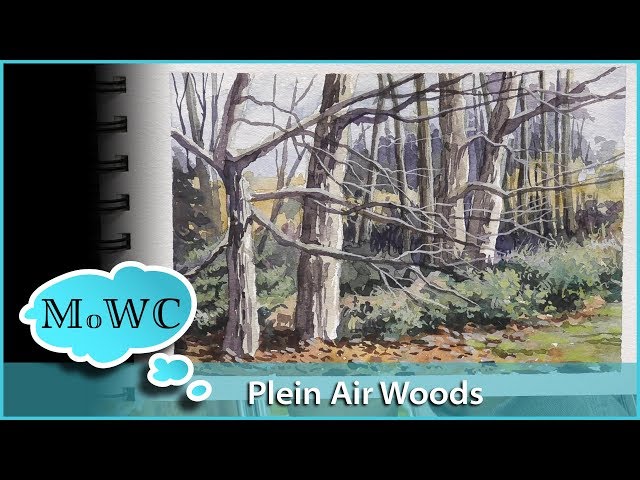 First Plein Air of 2019. Woods in Watercolor & Gouache