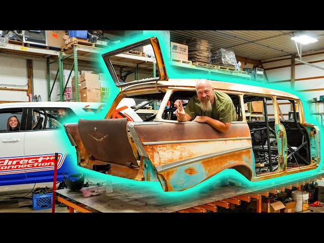 Rusty '57 Chevy Body Replacement On Our Crashed Chassis (And We Announce Sick Week Tracks!)