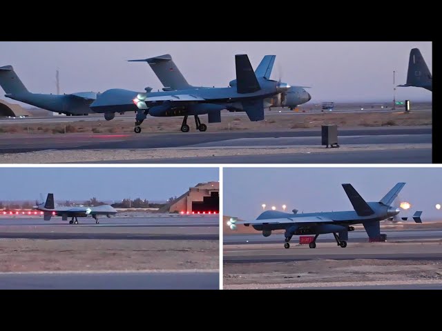 MQ-9 Reaper drone takes off from an undisclosed location