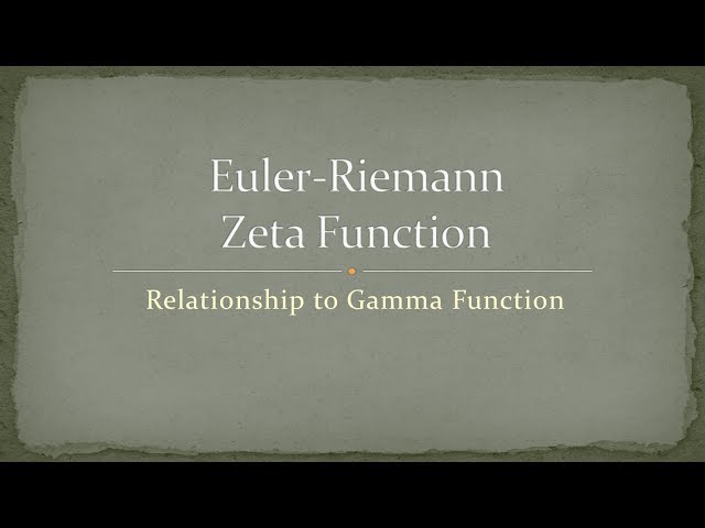 Zeta Function - Part 9 - Relation to Gamma Function