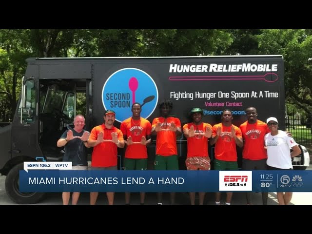 Miami Hurricanes help out in Surfside