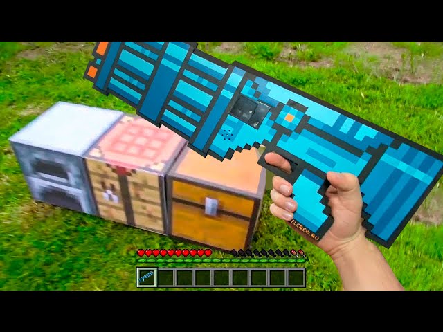 Minecraft in Real Life POV CRAFTING DIAMOND GUN - Realistic Minecraft vs real life
