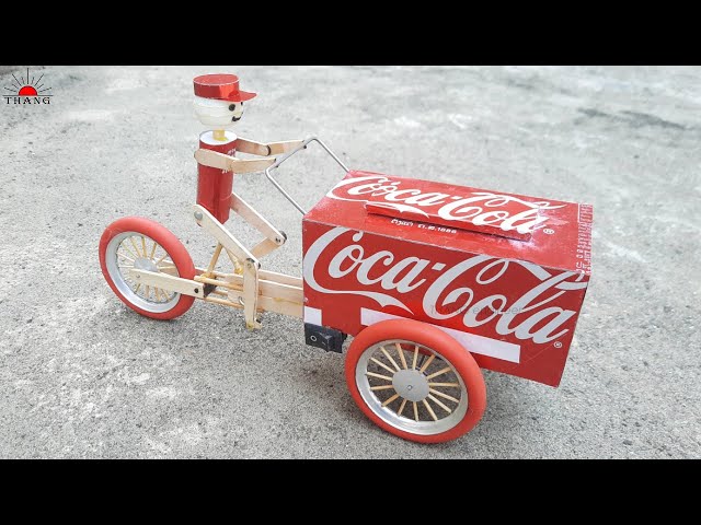 How to make Ice Cream Trolley robot toy car with soda cans | Make rickshaw electric bike
