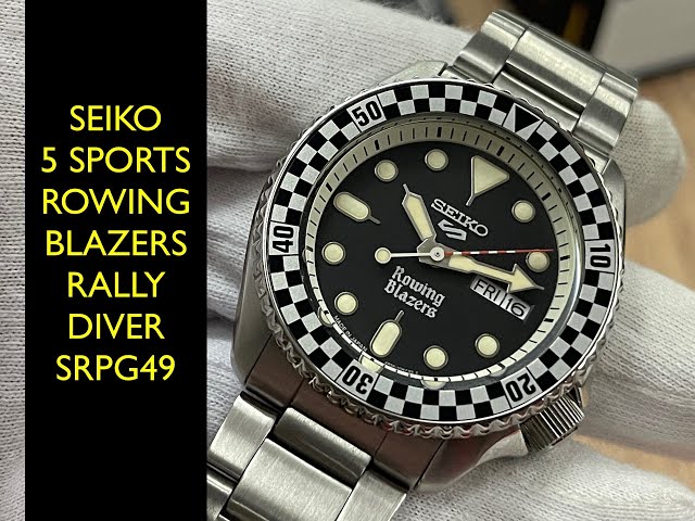 Seiko 5 Sports Rowing Blazers Rally Diver Limited Edition SRPG49 Watch | Review Valjoux Relogios