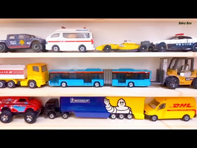 Race Car, Articulated Bus, Van, Forklift, Monster Truck, Military Vehicle, Tanker Truck, Ambulance