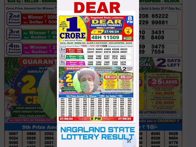 LOTTERY DEAR NAGALAND STATE LOTTERY SAMBAD 8PM LIVE DRAW RESULT 8PM DEAR LOTTERIES