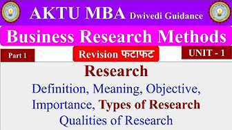 Business Research Methods (Dwivedi Guidance)