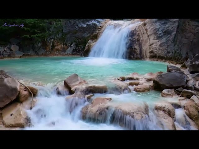 Relaxing Forest Waterfall With background music  Calm Nature Sounds for Sleeping & Meditation