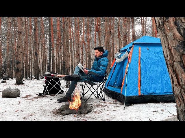 SOLO CAMPING - into the woods [hike, campfire, hot coffee, food and ASMR]