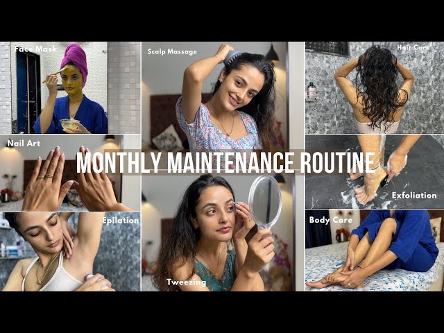 BEAUTY MAINTENANCE ROUTINE ✨: what I do at Home! (Face, Brows, Nails, Hair + Body) || Garima Verma