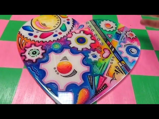 Doodle Gears Original PoP Art Heart Painting - Art for #gearheads