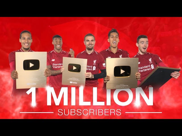 1 MILLION SUBSCRIBERS: Liverpool players gold play button reactions | Thank you for your support