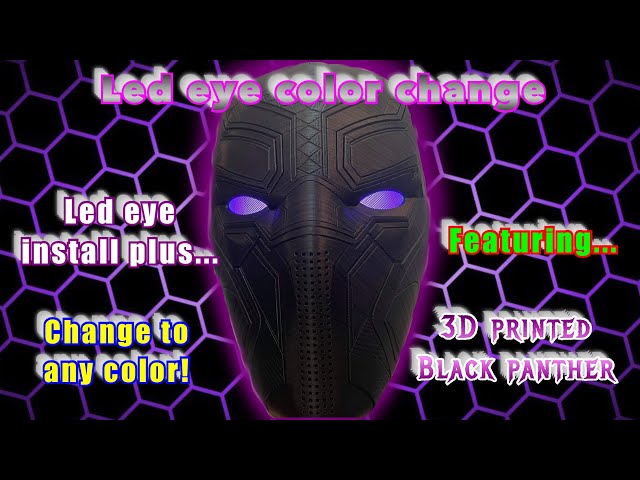 How to change the color of led eyes | black panther 3D printed helmet with purple led eyes tutorial