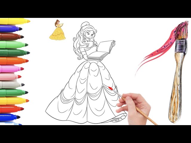 Coloring with Sticker Book Dress Up Disney Princess Ariel,Snow White,Belle,Cinderella,