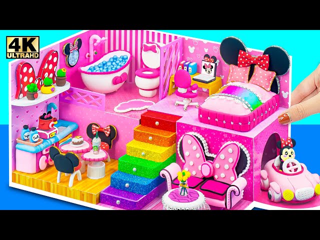 Building Minnie Mouse House with Bedroom, Bathroom, Kitchen from Polymer Clay ❤️ DIY Miniature House