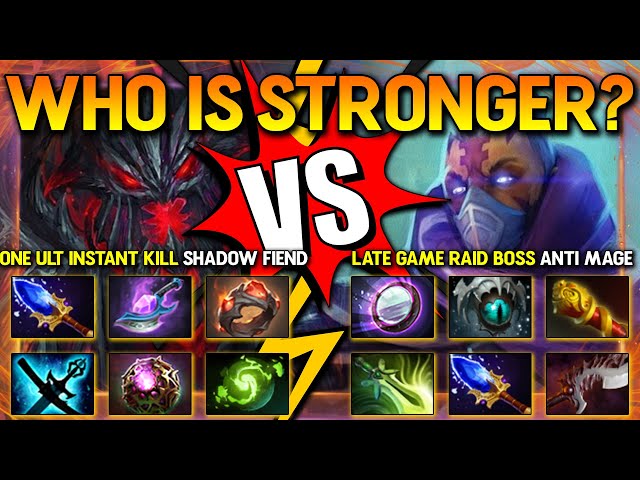 WHO IS STRONGER? Between ONE ULT Instant Kill Shadow Fiend Vs. Late Game Raid Boss Anti Mage DotA 2