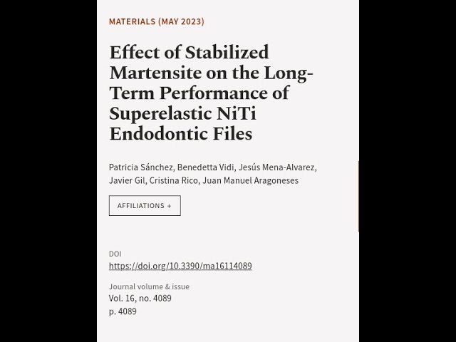 Effect of Stabilized Martensite on the Long-Term Performance of Superelastic NiTi End... | RTCL.TV