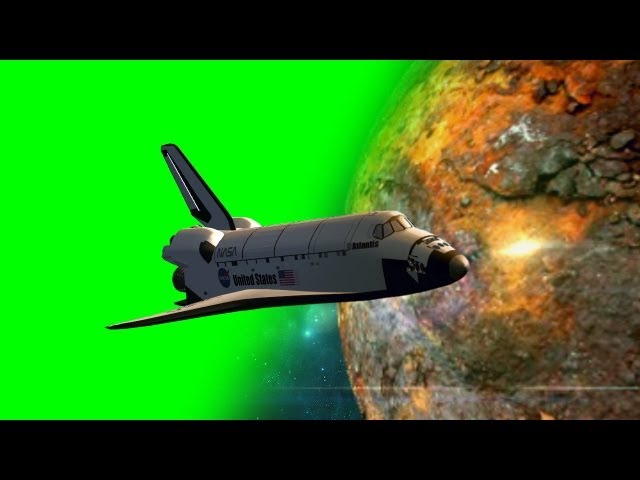 NASA - Space Shuttle fly by green screen - free use