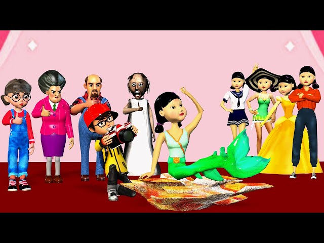 Scary Teacher 3D vs Squid Game Take Photos in Style Squid Game Doll Nice or Error 5 Times Challenge