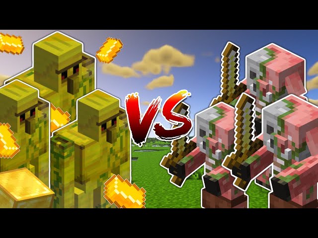 Minecraft Battle: Zombie Piglins VS Golden Golems