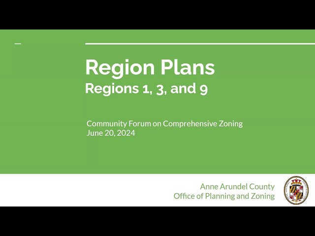Community Forum on Comprehensive Zoning for Regions 1, 3, & 9