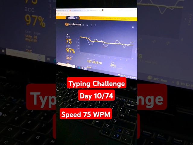 Day 10/74 Typing Challenge | Learn Typing | Typing Master #typing #computercourse #shorts #trending
