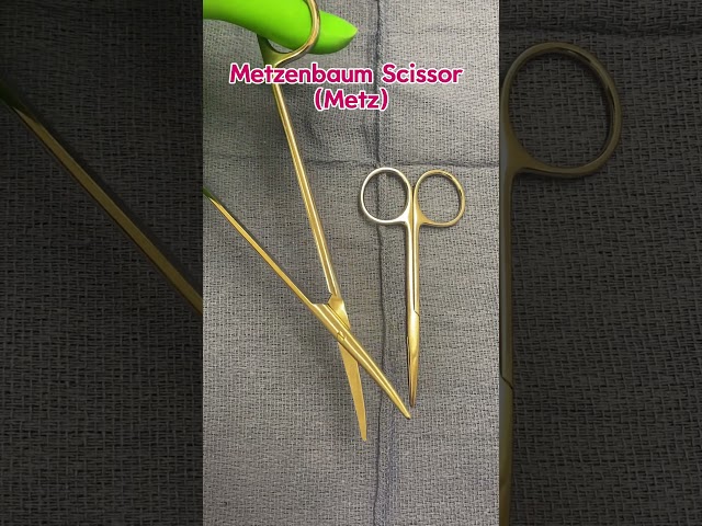 Metzenbaum Scissors (Metz for short) are used for blunt dissection & cutting delicate tissue.