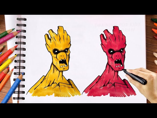 Drawing for kids How to Draw Groot - Guardians of the Galaxy | Video Tutorial | Drawing for kids