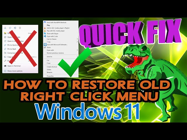 Quick Fix  Ep21 Restore old Right Click menu in Windows 11 #windows11 #tech #howto #windows10