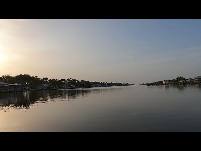 Calm Florida Summer Night at Atlantic Intracoastal Waterway 4K | Tantra Flute | Birds Boats